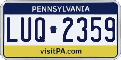 PA license plate LUQ2359