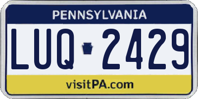 PA license plate LUQ2429
