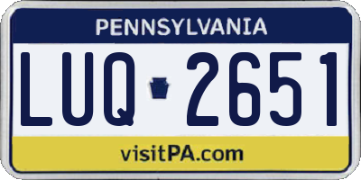 PA license plate LUQ2651