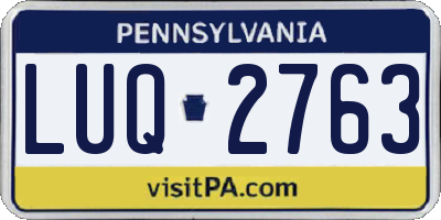 PA license plate LUQ2763