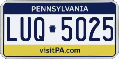PA license plate LUQ5025