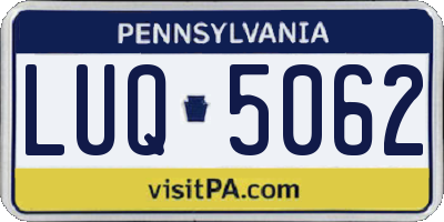 PA license plate LUQ5062