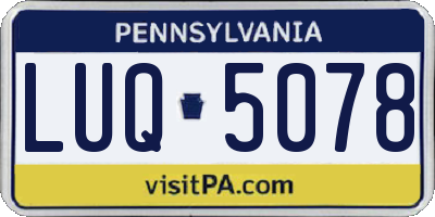PA license plate LUQ5078
