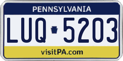 PA license plate LUQ5203