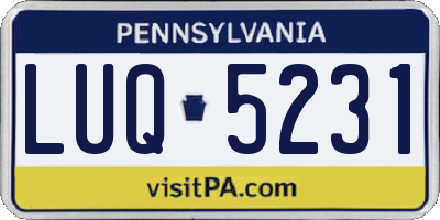 PA license plate LUQ5231