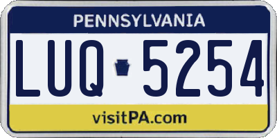 PA license plate LUQ5254
