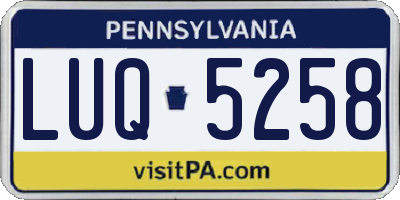 PA license plate LUQ5258