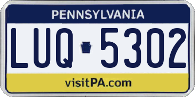 PA license plate LUQ5302