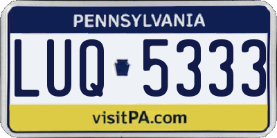 PA license plate LUQ5333