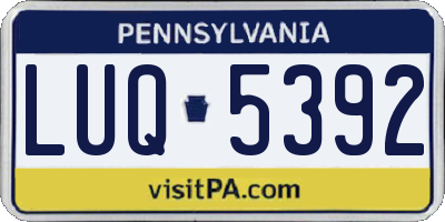 PA license plate LUQ5392