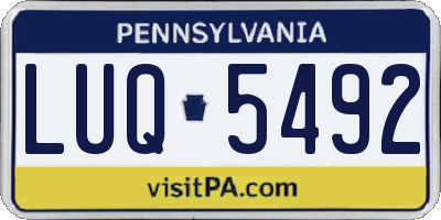 PA license plate LUQ5492