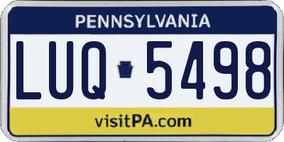 PA license plate LUQ5498
