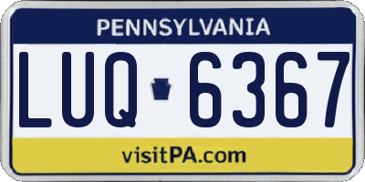 PA license plate LUQ6367