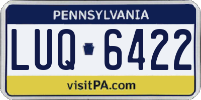 PA license plate LUQ6422