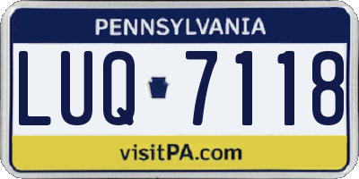 PA license plate LUQ7118