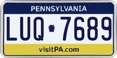 PA license plate LUQ7689
