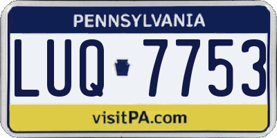 PA license plate LUQ7753