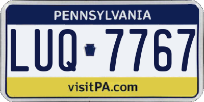 PA license plate LUQ7767
