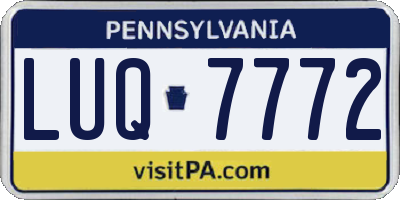 PA license plate LUQ7772