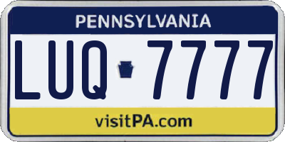 PA license plate LUQ7777