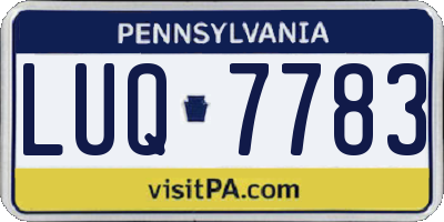 PA license plate LUQ7783