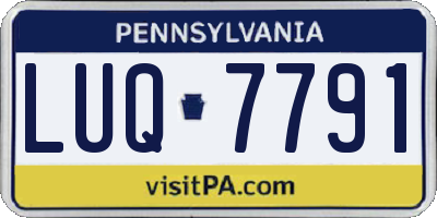 PA license plate LUQ7791