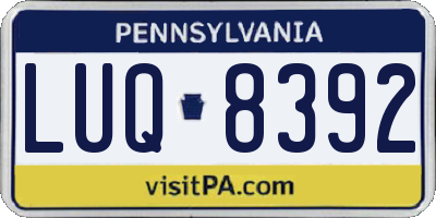 PA license plate LUQ8392