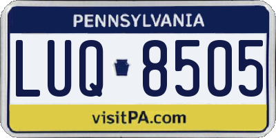 PA license plate LUQ8505