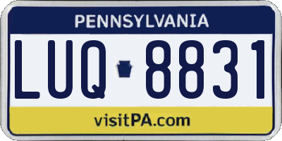 PA license plate LUQ8831