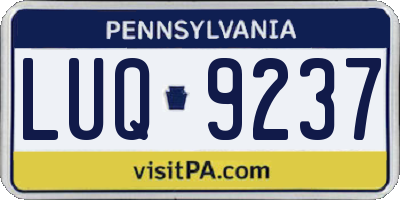 PA license plate LUQ9237