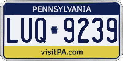 PA license plate LUQ9239