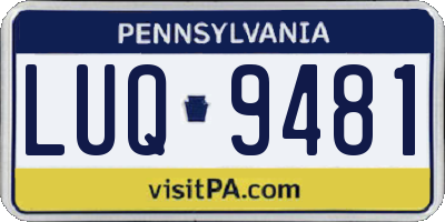 PA license plate LUQ9481