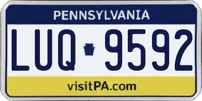 PA license plate LUQ9592