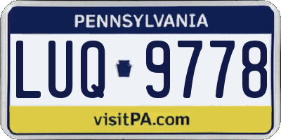 PA license plate LUQ9778