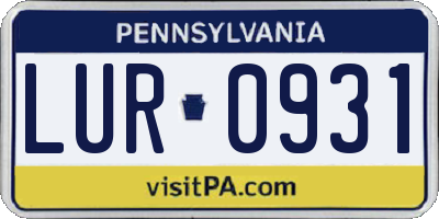 PA license plate LUR0931