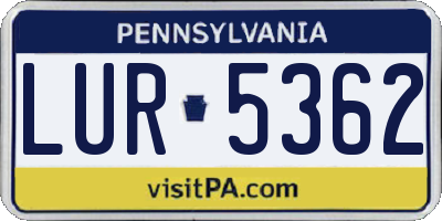 PA license plate LUR5362