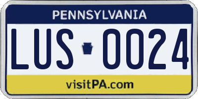 PA license plate LUS0024