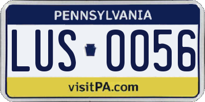 PA license plate LUS0056