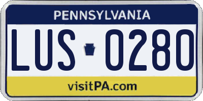 PA license plate LUS0280