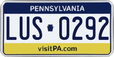 PA license plate LUS0292