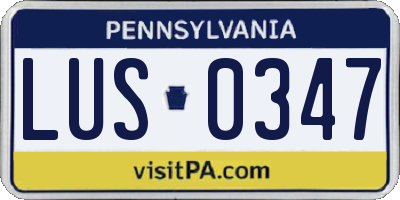 PA license plate LUS0347