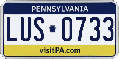 PA license plate LUS0733