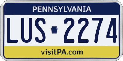 PA license plate LUS2274