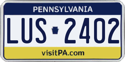 PA license plate LUS2402