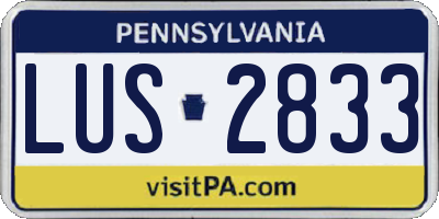 PA license plate LUS2833