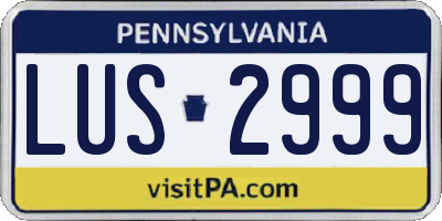 PA license plate LUS2999