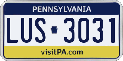 PA license plate LUS3031