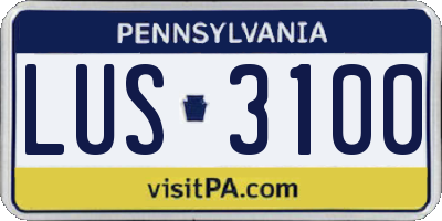 PA license plate LUS3100