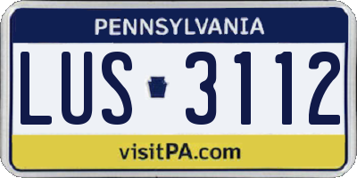 PA license plate LUS3112
