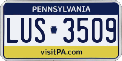 PA license plate LUS3509